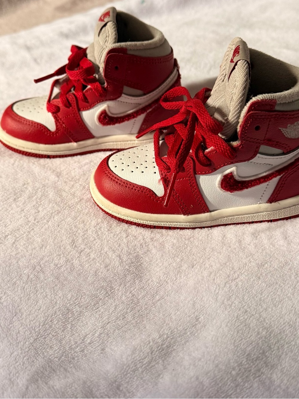 Youth Red and White High-Top Air Jordan Sneakers - Kids Shoes